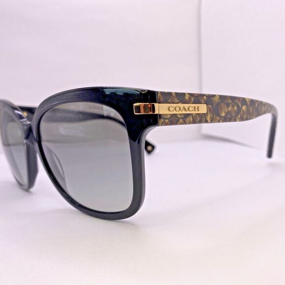 Coach Sunglasses Frame HC 8103 L080 Alfie 55 [] 17 135 MM Black Beige Ocelot - Picture 3 of 9